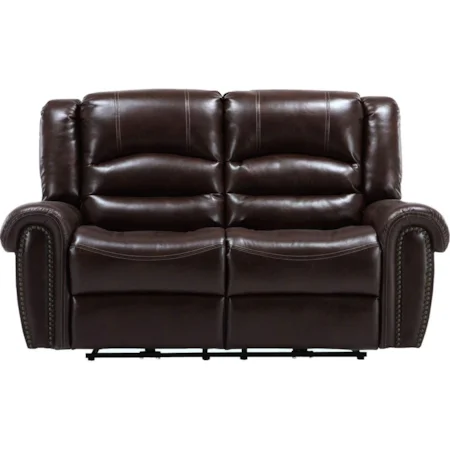 Transitional Power Reclining Dual Loveseat with Split Back