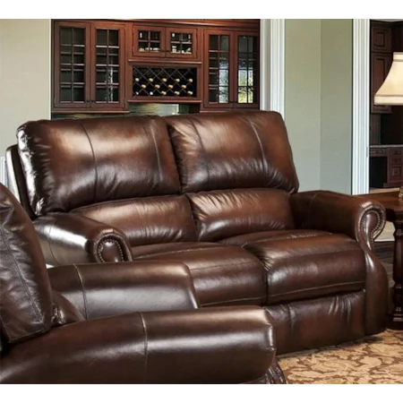 Traditional Dual Power Reclining Love Seat with Rolled Arms