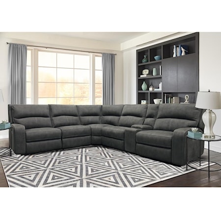 Contemporary Power Reclining Sectional with Power Headrests and USB Charging Ports