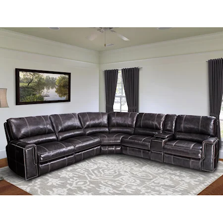 Casual Power Reclining Sectional Sofa with Power Headrests and USB Ports