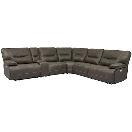 Reclining Sectional with Power Headrests and USB Ports