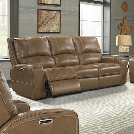 Casual Power Reclining Sofa with Power Headrests and USB Ports