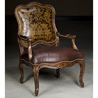 Exposed Wood Accent Chair with Nail Head Trim in Traditional Furniture Style