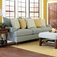 Traditional Stationary Sofa with Turned Wood Feet