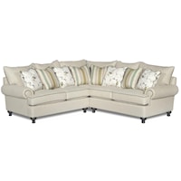 2-Piece Sectional Sofa with Rolled Arms and Turned Feet