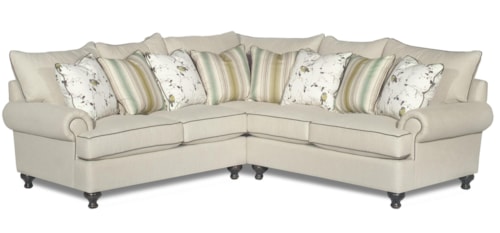2-Piece Sectional Sofa with Rolled Arms and Turned Feet