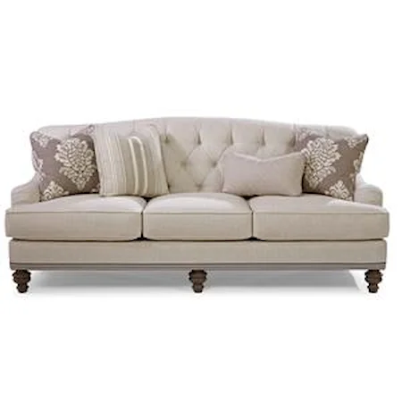 Traditional Tufted Back Sofa with Ribbon Base Detail