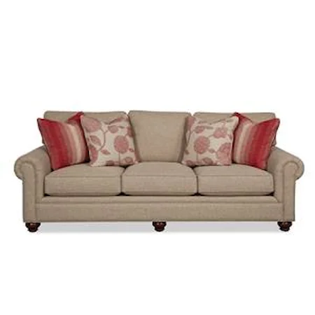Traditional Sofa with Roll Pleated Arms