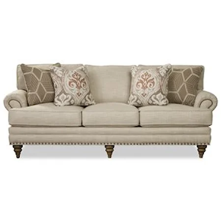 Traditional Sofa with Turned Feet and Nailhead Trim