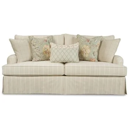 Traditional 98 Inch Sofa with Waterfall Skirt