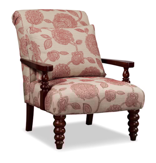 Upholstered Exposed Wood Chair with Spool Turned Legs