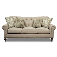 Traditional Tufted Camelback Sofa with Nailheads