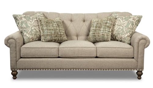 Traditional Tufted Camelback Sofa with Nailheads