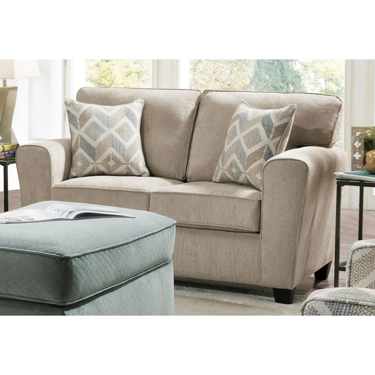 Peak Living 3100 31021112 Contemporary Loveseat with Track Armrests