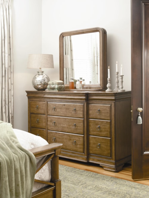 Traditional Dresser and Storage Mirror Combo