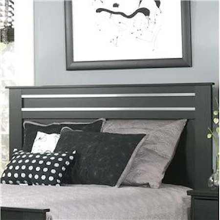 Casual Queen Headboard with Chrome Accents