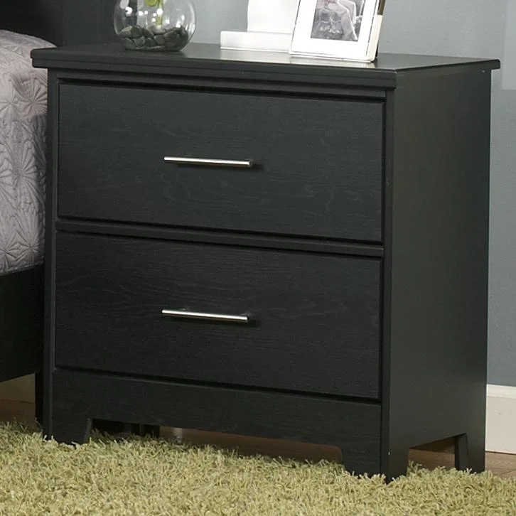 Perdue Manhattan 75242 Casual Black Night Stand with Black Woodgrain Finish Rune's Furniture