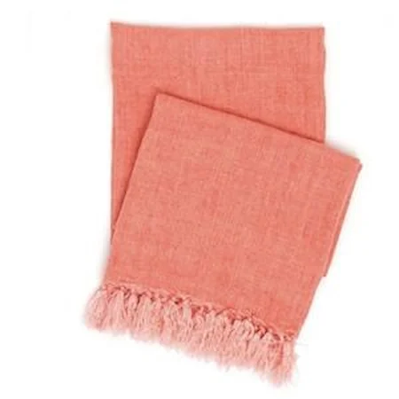 Laundered Linen Coral Throw