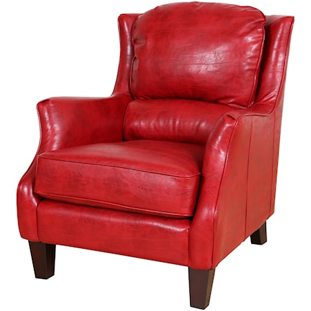 Traditional Wing Chair with Exposed Wood Legs