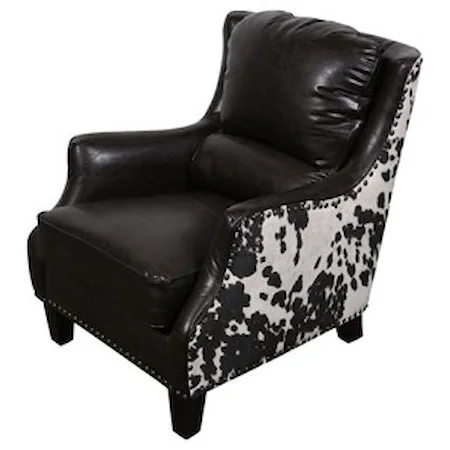 Transitional Wing Chair with Faux Cow Pattern