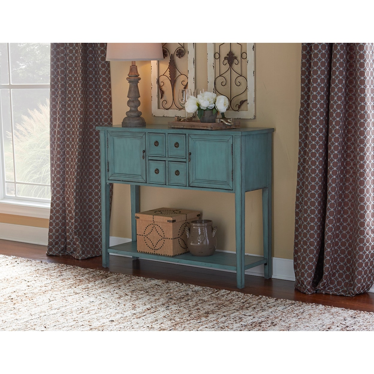 Powell Accent Furniture Duplin Blue Console