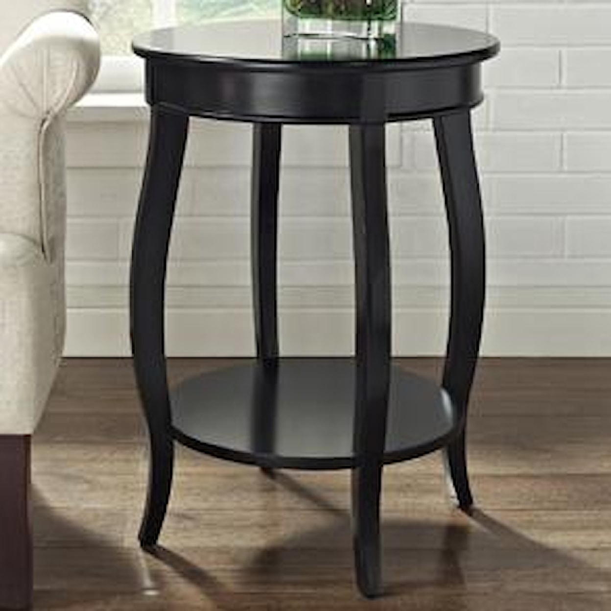 Powell Accent Tables Round Table w/ Shelf