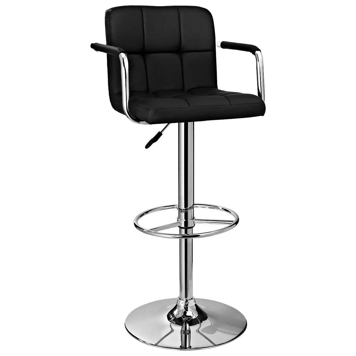 Powell Bar Stools P Black and Chrome Quilted Barstool