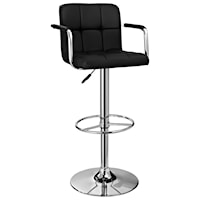 Black and Chrome Quilted Barstool