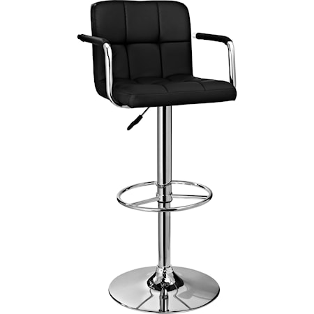 Black and Chrome Quilted Barstool