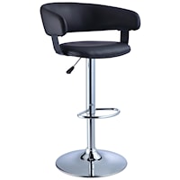 Black Faux Leather Barrel Back Bar Stool with Adjustable Height