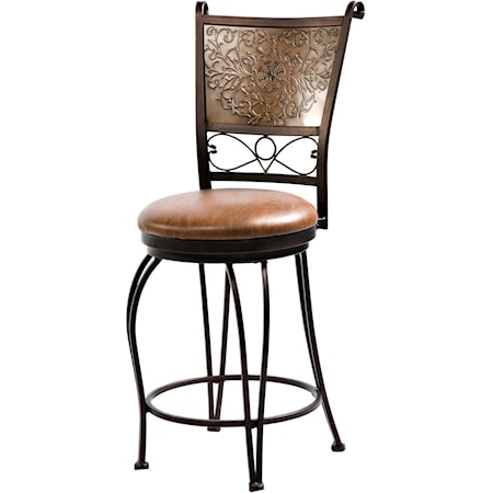 24 Inch Bronze with Muted Copper Stamped Back Bar Stool