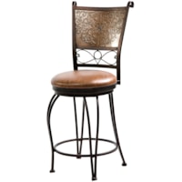 24 Inch Bronze with Muted Copper Stamped Back Bar Stool