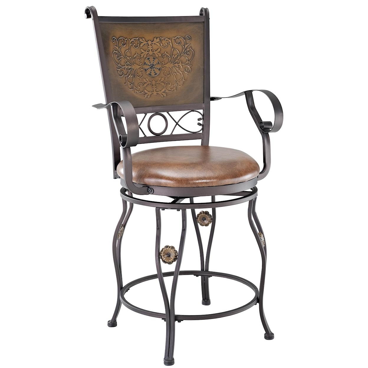 Powell Big and Tall Copper Stamped Back Counter Stool