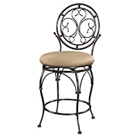 Scroll Circle Back Counter Stool with Upholstered Seat