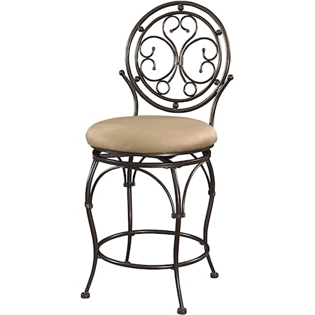 Scroll Circle Back Counter Stool with Upholstered Seat