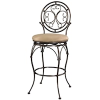 Scroll Circle Back Barstool with Upholstered Seat
