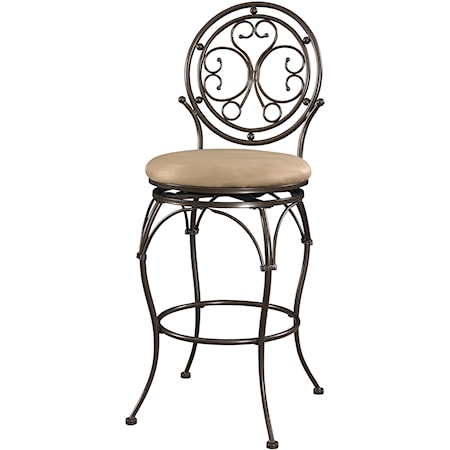 Scroll Circle Back Barstool with Upholstered Seat