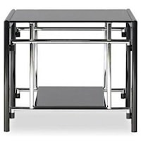 Black Glass End Tables, Set of 2