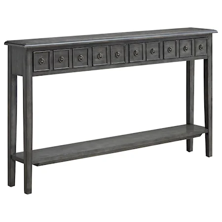 Transitional Console Table with 4 Drawers and Lower Open Shelf