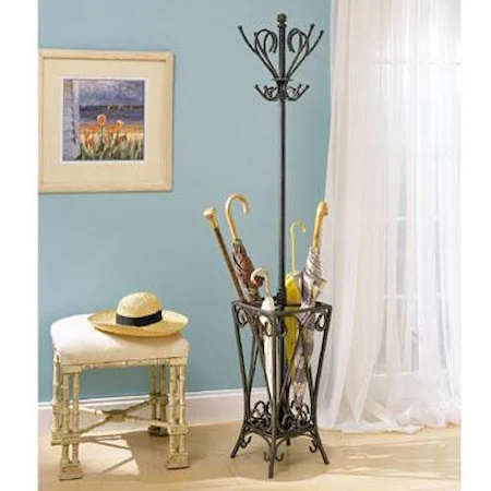 Gold Coat Rack with Umbrella Stand