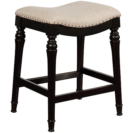 Traditional Counter Height Stool with Upholstered Seat and Nailhead Trim
