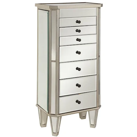 Silver Painted Jewelry Armoire with Mirror