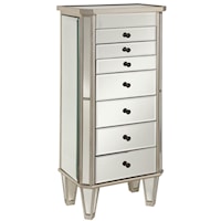 Silver Painted Jewelry Armoire with Mirror