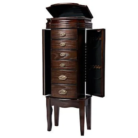 Italian Influenced Transitional "Espresso" Jewelry Armoire