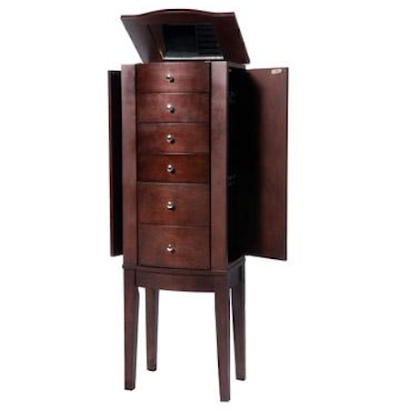 "Merlot" Jewelry Armoire with Top and Side Compartments