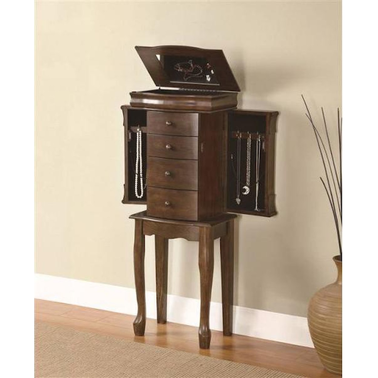 Powell Jewelry Armoire Louis Philippe "Walnut" Jewelry Armoire