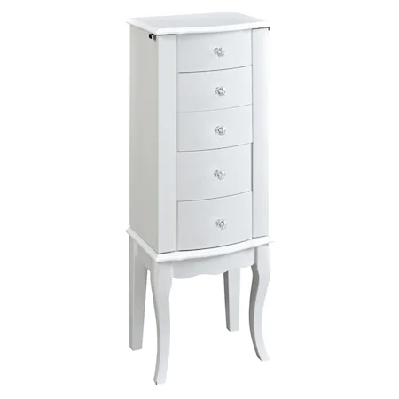 5-Drawer White Jewelry Armoire