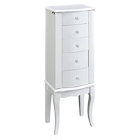 5-Drawer White Jewelry Armoire