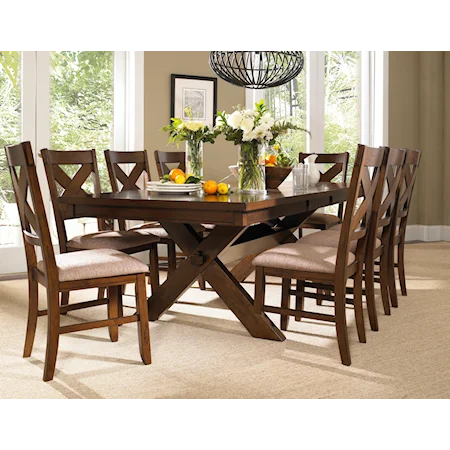 9-Piece Rustic Dining Set with 8 Side Chairs
