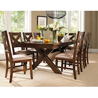 9-Piece Rustic Dining Set with 8 Side Chairs